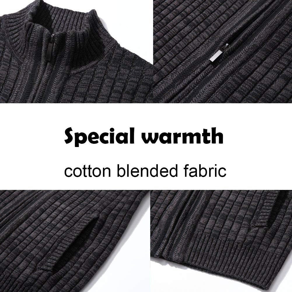 Stylish Men's Charcoal Heather Cardigan Sweater - Full Zip Stand Collar, Slim Fit with 2 Functional Front Pockets for Ultimate Comfort and Fashion