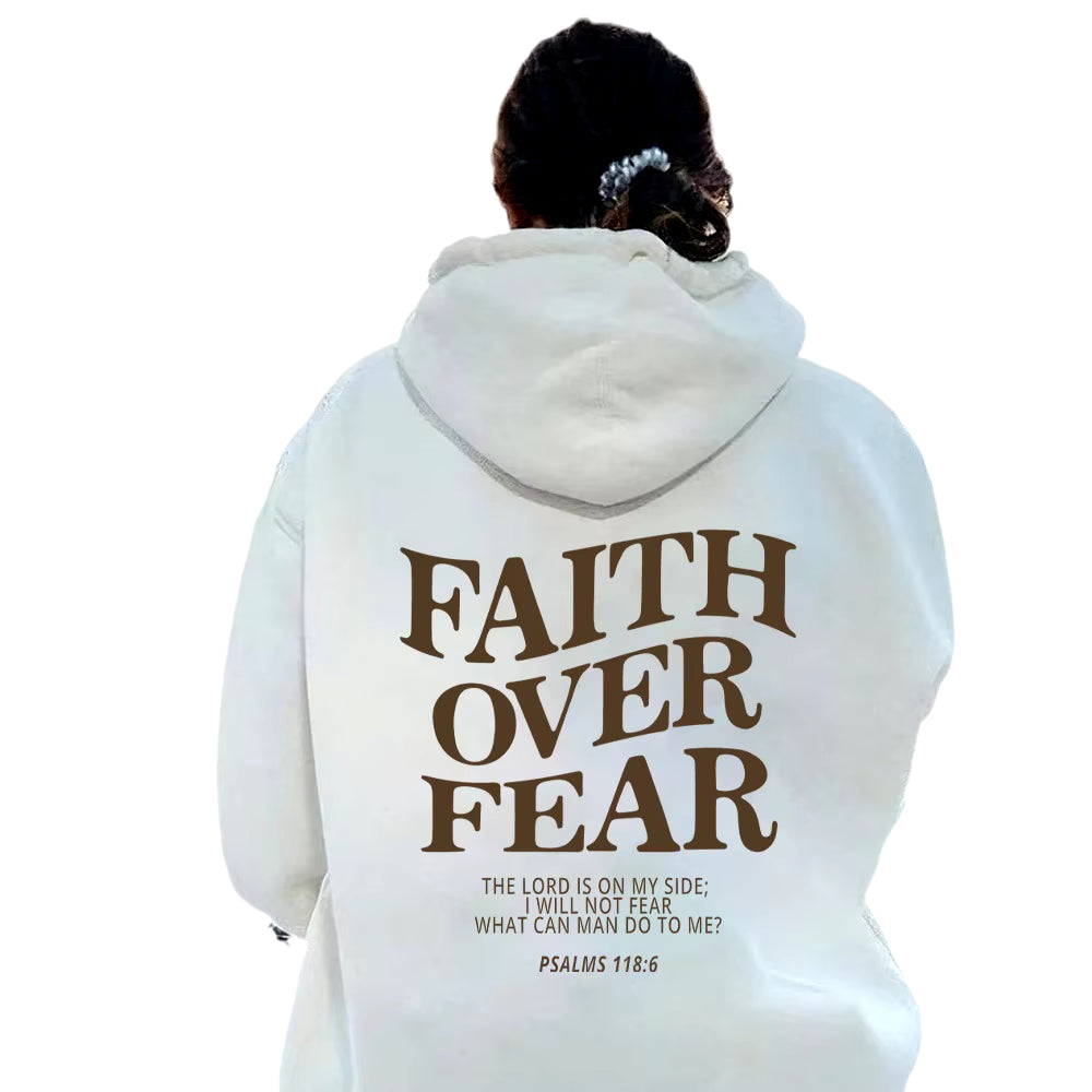 Elevate Your Style with the Faith Over Fear Christian Hoodie - Trendy Sweatshirt Featuring Inspiring Bible Verses