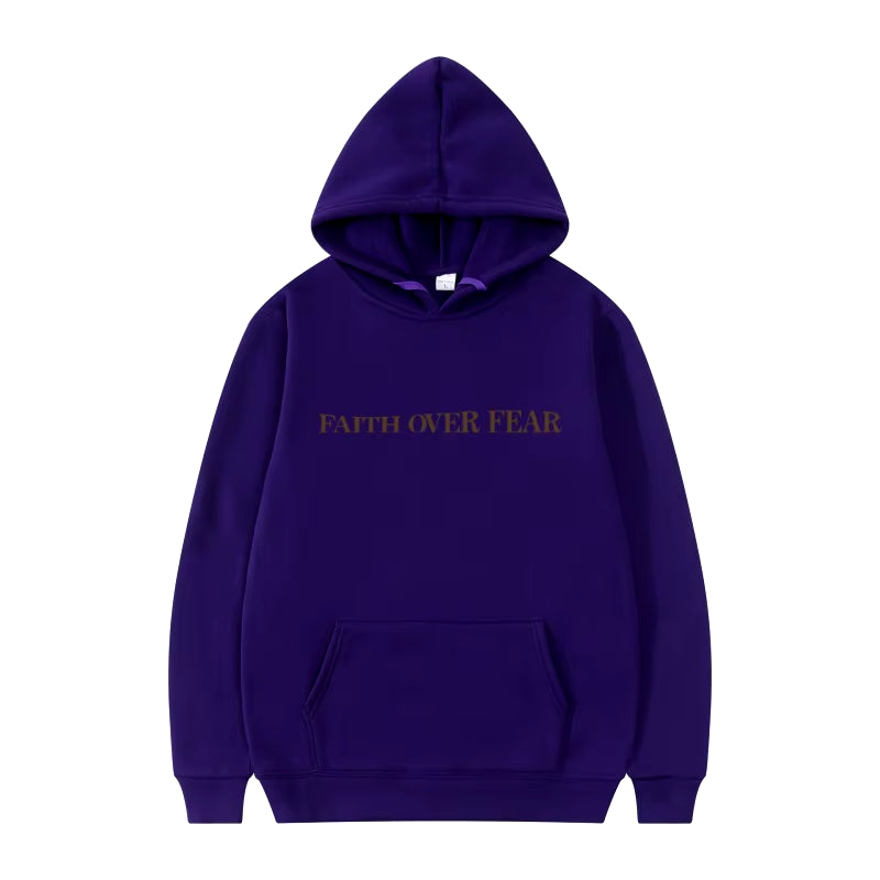 Elevate Your Style with the Faith Over Fear Christian Hoodie - Trendy Sweatshirt Featuring Inspiring Bible Verses