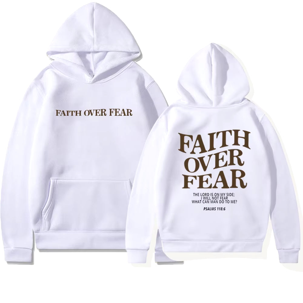 Elevate Your Style with the Faith Over Fear Christian Hoodie - Trendy Sweatshirt Featuring Inspiring Bible Verses