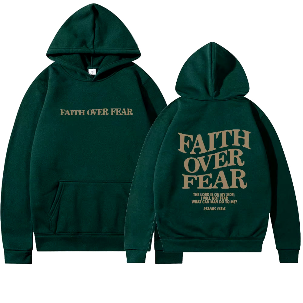 Elevate Your Style with the Faith Over Fear Christian Hoodie - Trendy Sweatshirt Featuring Inspiring Bible Verses