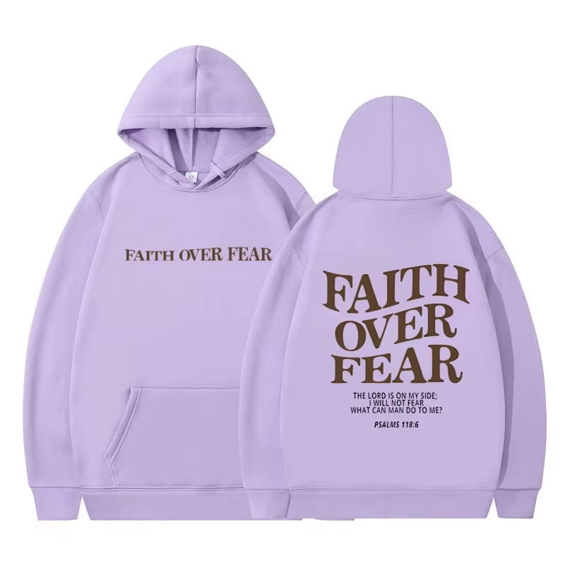 Elevate Your Style with the Faith Over Fear Christian Hoodie - Trendy Sweatshirt Featuring Inspiring Bible Verses