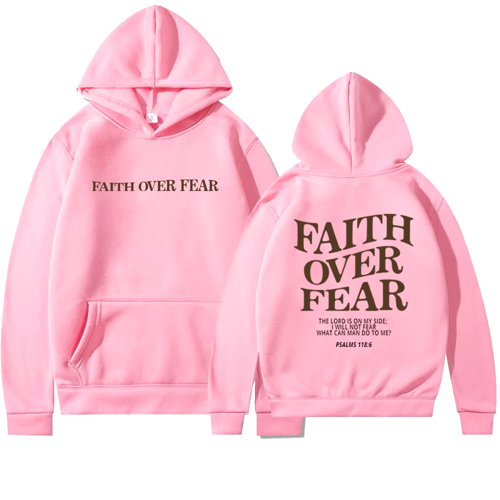 Elevate Your Style with the Faith Over Fear Christian Hoodie - Trendy Sweatshirt Featuring Inspiring Bible Verses