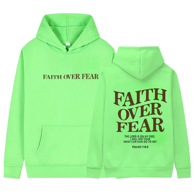 Elevate Your Style with the Faith Over Fear Christian Hoodie - Trendy Sweatshirt Featuring Inspiring Bible Verses