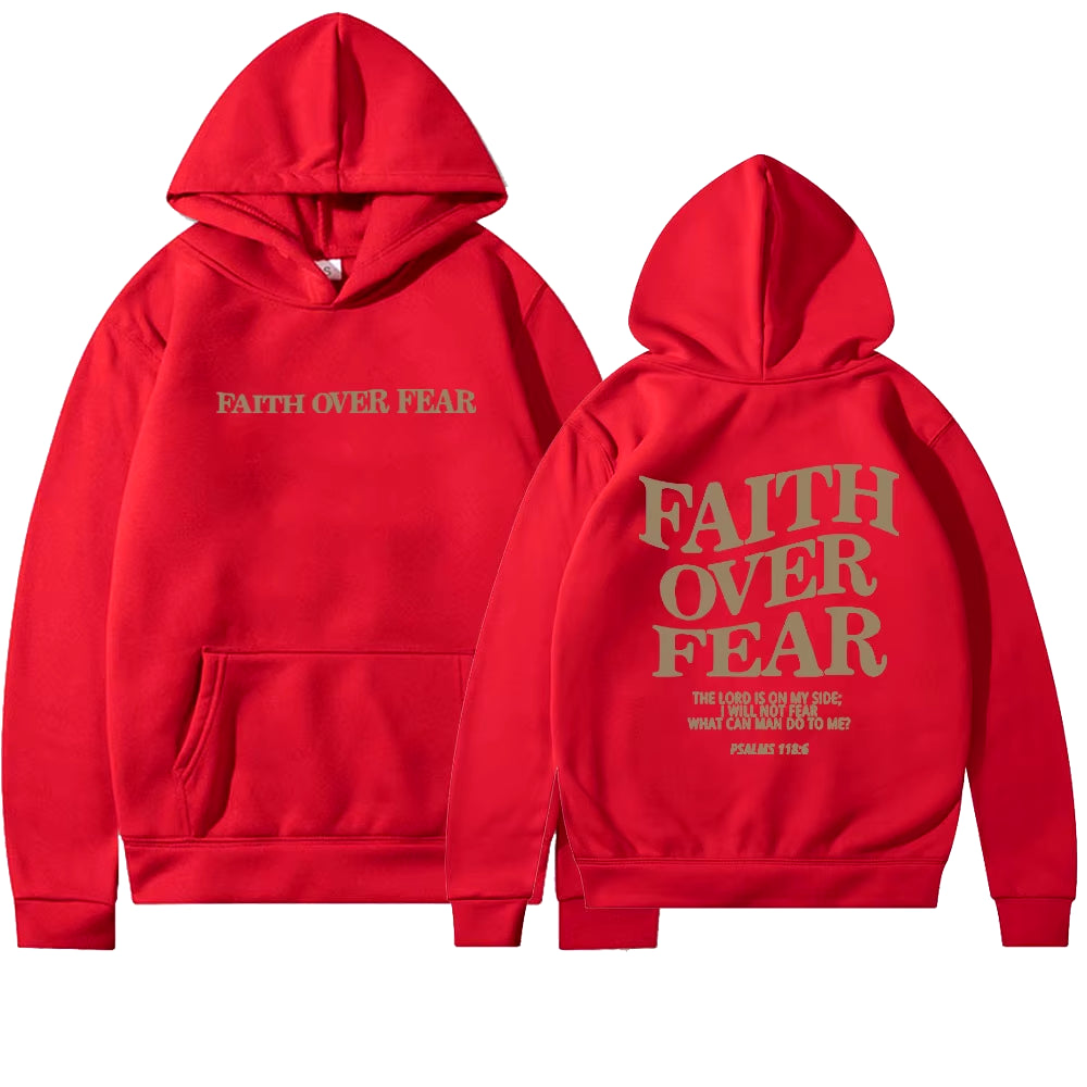 Elevate Your Style with the Faith Over Fear Christian Hoodie - Trendy Sweatshirt Featuring Inspiring Bible Verses
