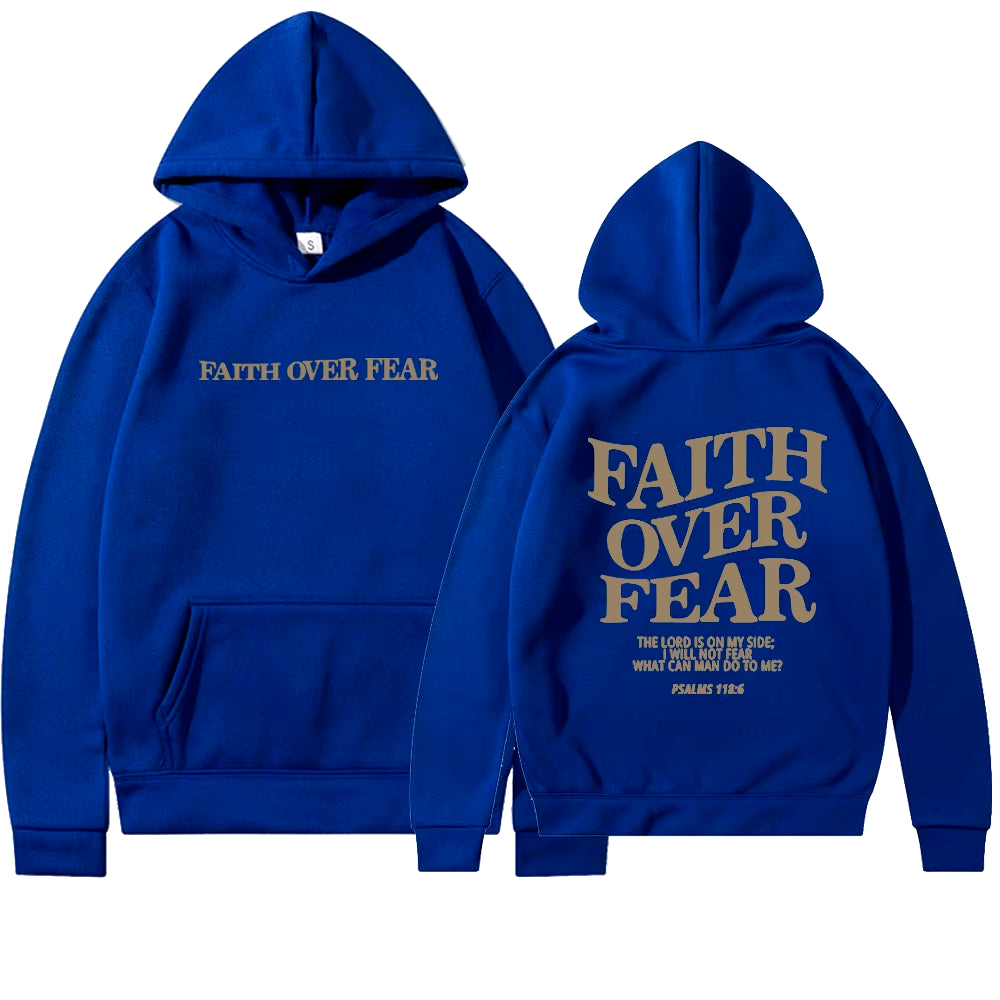 Elevate Your Style with the Faith Over Fear Christian Hoodie - Trendy Sweatshirt Featuring Inspiring Bible Verses