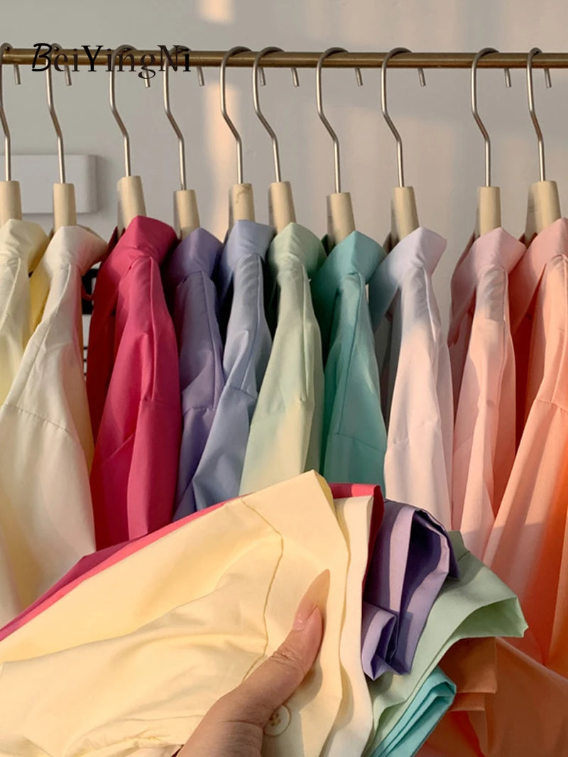 Timeless Elegance: 2024 Spring Autumn Oversized White Blouse for Women with Pockets - Casual Korean Style Fashion Statement