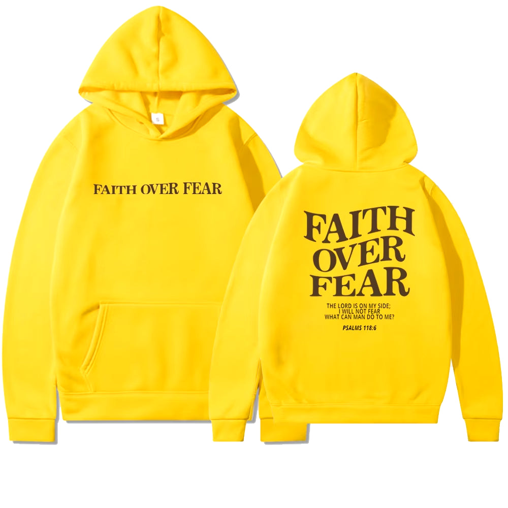Elevate Your Style with the Faith Over Fear Christian Hoodie - Trendy Sweatshirt Featuring Inspiring Bible Verses