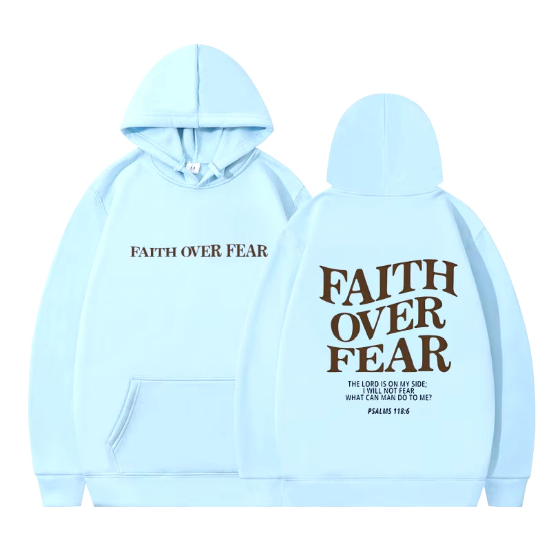 Elevate Your Style with the Faith Over Fear Christian Hoodie - Trendy Sweatshirt Featuring Inspiring Bible Verses